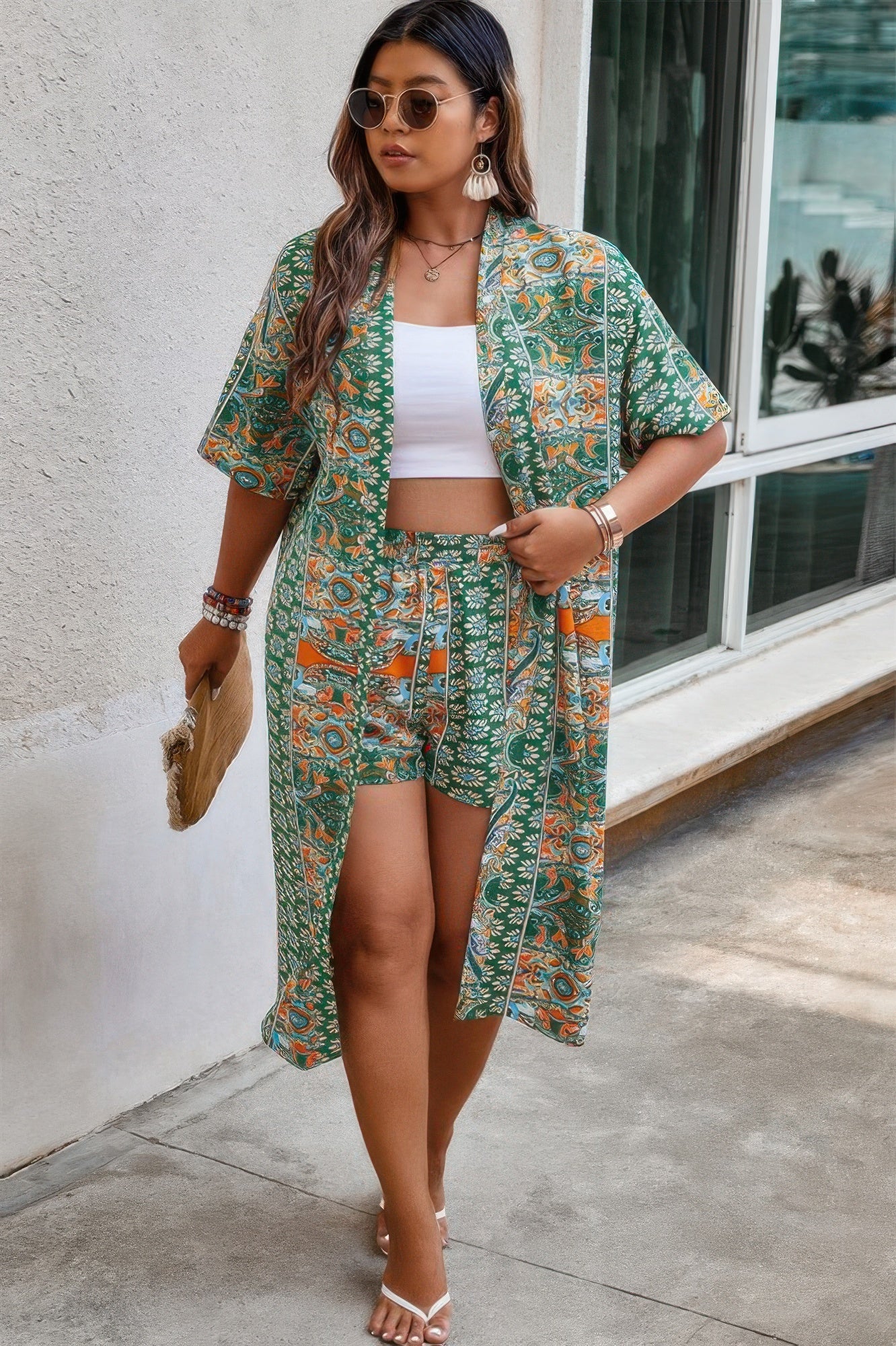 Chic Plus Size Printed Two-Piece Set
