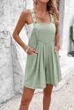 Chic Cotton Square Neck Ruched Button Romper