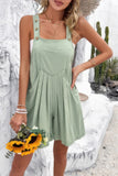 Chic Cotton Square Neck Ruched Button Romper