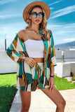 Chic Graphic Pocketed Blouse and Shorts Ensemble