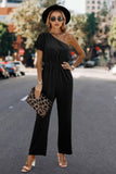 Elegant One-Shoulder High-Waist Chic Jumpsuit