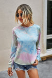 Round Neck Tie Dye Open Back Loose Sweatshirt