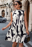 Plus Size Print Sleeveless Knot-Back Dress