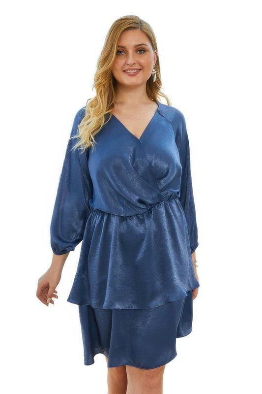 Curvy Chic V-Neck Dress with Ruffled Hem