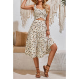 Chic Leopard Square Neck Elastic Waist Dress