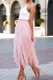 A-Line Tulle Tiered Midi Skirt