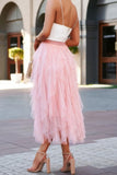 A-Line Tulle Tiered Midi Skirt