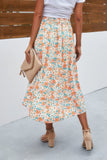 Chic Floral Print A-Line High Waist Long Skirt