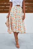 Chic Floral Print A-Line High Waist Long Skirt
