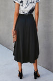Shirred Waist Asymmetrical Hem Flared Skirt