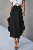 Shirred Waist Asymmetrical Hem Flared Skirt