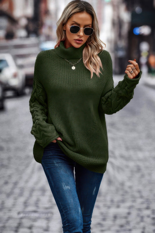 Knit Long Sleeve Turtleneck Relaxed Sweater
