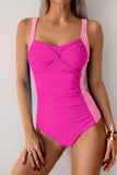 Colorblock Halter Sculpting One-Piece Swimsuit
