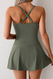 Ruched Crossover One-Piece Sleeveless Swimwear