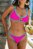 Dual Piece Contrast Cutout Swimsuit