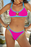 Dual Piece Contrast Cutout Swimsuit