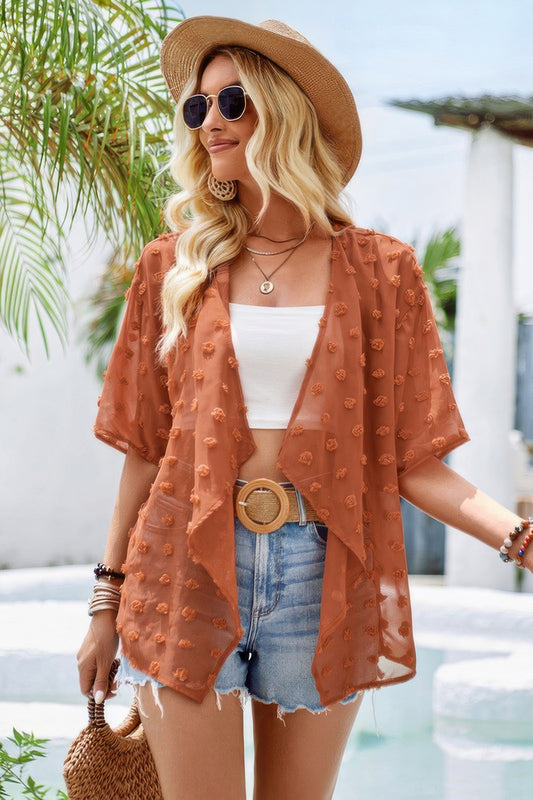 Transparent Swiss Dot Flowing Kimono