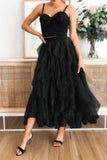 A-Line Long Tulle Layered Maxi Skirt