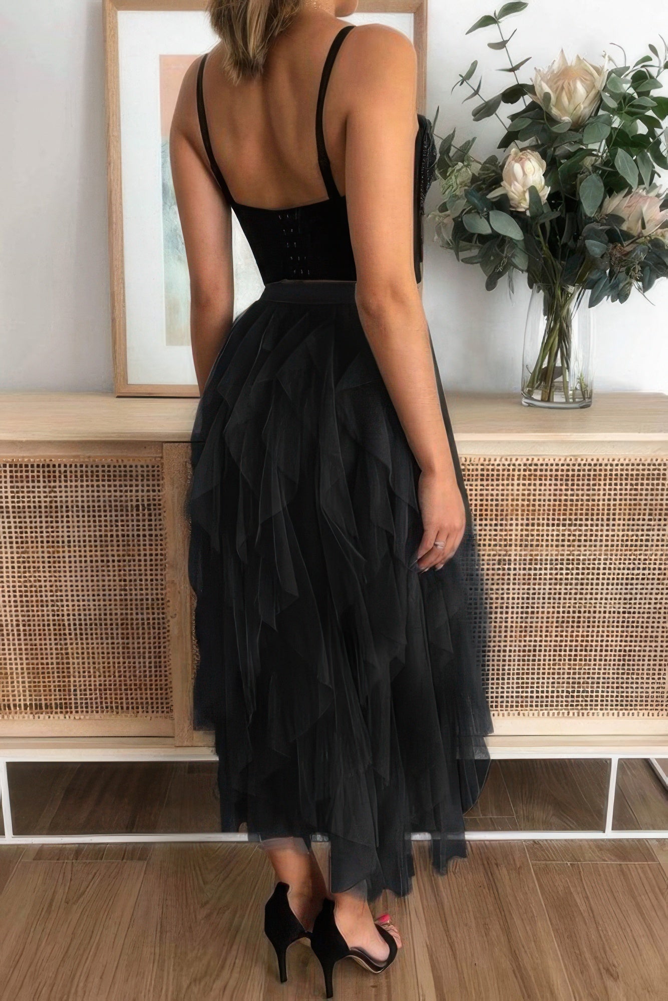 A-Line Long Tulle Layered Maxi Skirt