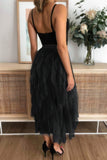 A-Line Long Tulle Layered Maxi Skirt