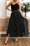 A-Line Long Tulle Layered Maxi Skirt