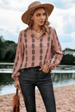 Graphic Stripe Loose-Fit V-Neck Top
