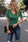Lace V-Neck Puff Sleeve Chic Top