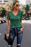 Lace V-Neck Puff Sleeve Chic Top