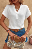 V-Neck Loose Tank with Ruched Batwing Sleeve Blouse