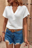 V-Neck Loose Tank with Ruched Batwing Sleeve Blouse
