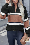 Half Zip Striped Knit Relaxed Fit Pullover
