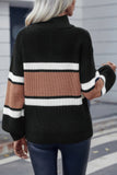 Half Zip Striped Knit Relaxed Fit Pullover