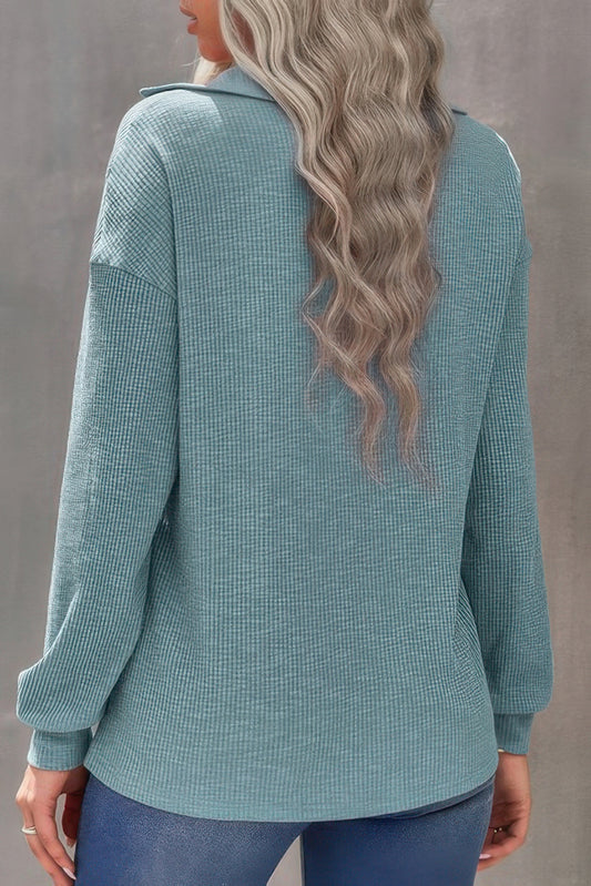 Half Zip Long Sleeve Relaxed Knit Shirt
