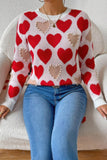 Heart-Adorned Pearl Beaded Knit Sweater