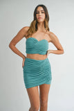 Ruched Tube Crop Top and Skirt Set
