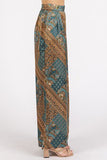 Mittoshop Paisley Patchwork Print Satin Wide Leg Pants