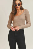 Long Sleeve Crop Sweater Top and Inner Bra Set