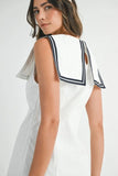 Contrast Piping Square Sailor Collar Mini Dress