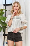 Smocked Puff Sleeve Peasant Blouse