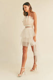 Tulle Tube Ruffle Crop Top and High Low Maxi Skirt Set