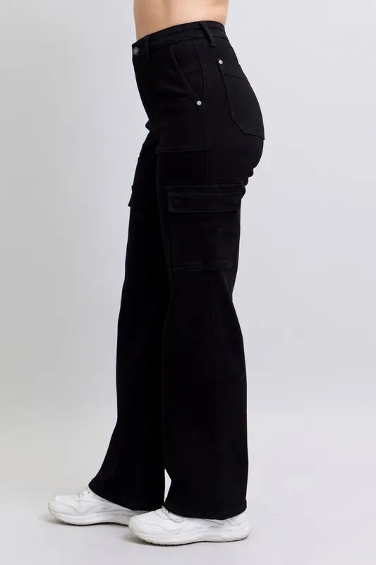 Full Size High Waist Cargo Wide Leg Jeans Plus Size