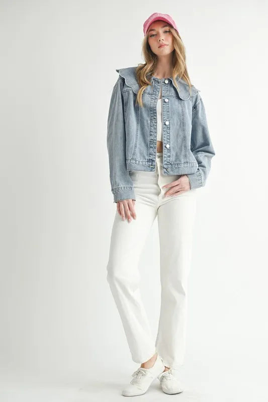 Scallop Peter Pan Collar Denim Jacket