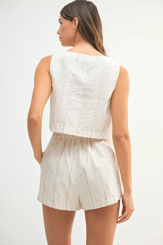 Square Neck Crop Top and Shorts Set