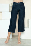 Full Length Braided Seam Cropped Wide-Leg Denim