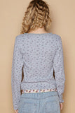 Twisted Front Floral Long Sleeve Top