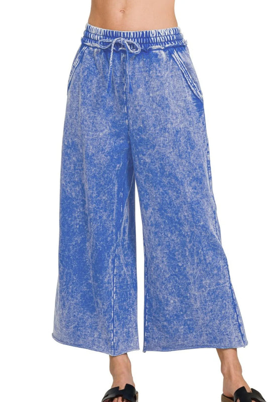Washed French Terry Palazzo With Pockets