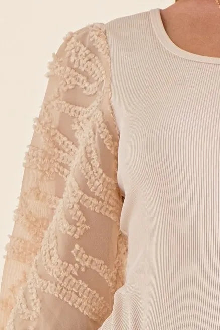 Textured Puff Sleeve Bodysuit