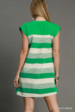 French Terry Striped Mini Dress with Side Slit
