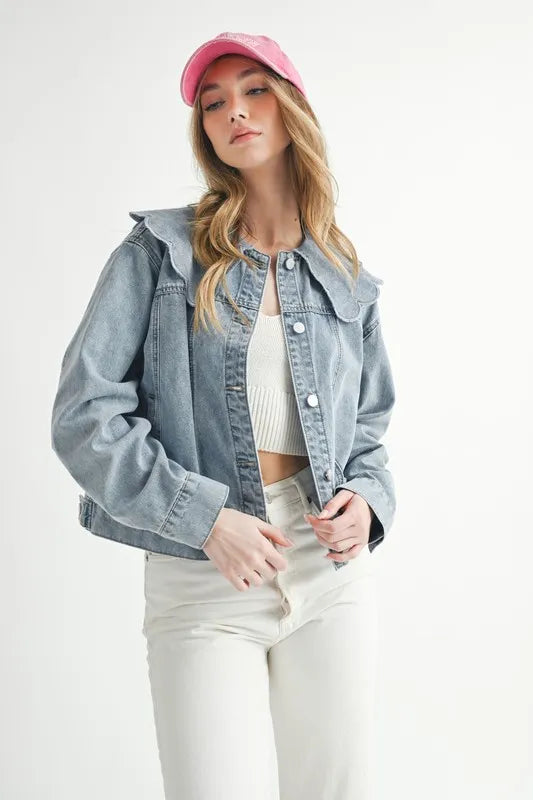 Scallop Peter Pan Collar Denim Jacket