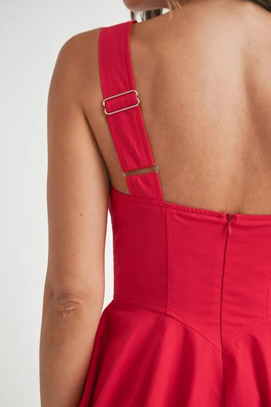 Poplin Square Neckline Bubble Mini Dress